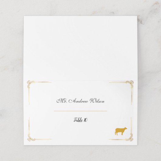 Elegant Wedding Place Cards with Meal Icons Plaatskaartje (Buitenkant ongevouwen)