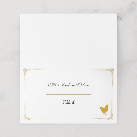 Elegant Wedding Place Cards with Meal Icons Plaatskaartje (Buitenkant ongevouwen)