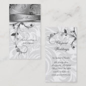 Elegant Wedding Planner Floral Leaf Silver Visitekaartje (Voorkant / Achterkant)