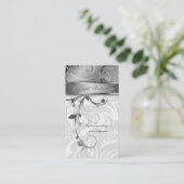 Elegant Wedding Planner Floral Leaf Silver Visitekaartje (Staand voorkant)