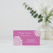 Elegant Wedding Planner Visitekaartje in Roze (Staand voorkant)
