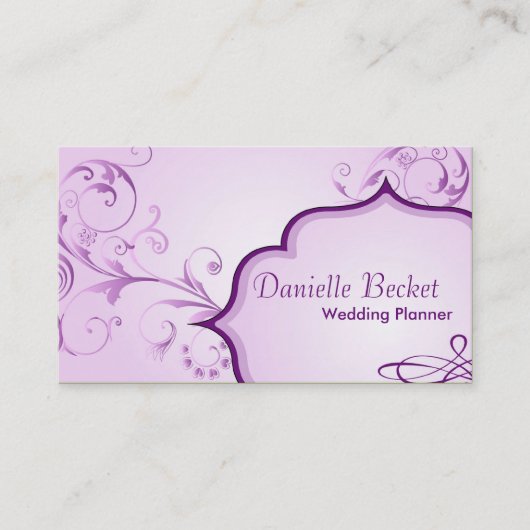 Elegant Wedding Planner Visitekaartje Pink Swirls (Voorkant)