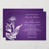 Elegant Wedding Poppy Paars Kaart (Voorkant / Achterkant)