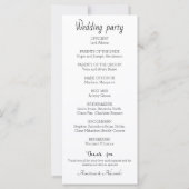 Elegant Wedding Program. (Achterkant)