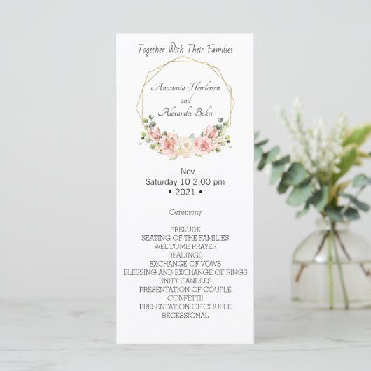 Elegant Wedding Program. (Staand voorkant)