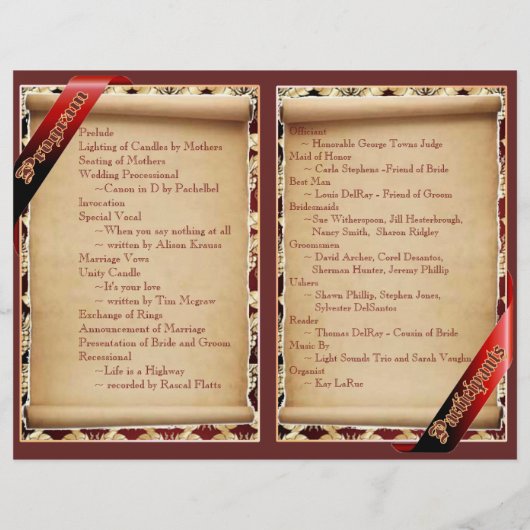 Elegant Wedding Program (Achterkant)