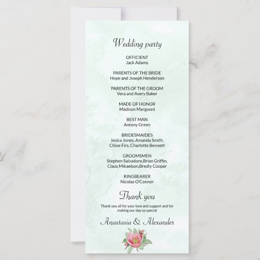 Elegant Wedding Program. (Achterkant)