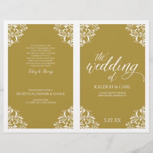 Elegant Wedding Program Booklet - Nadine (Gold) (Voorkant)