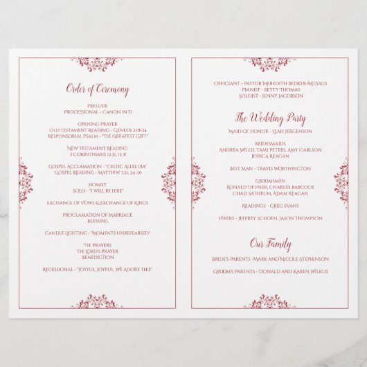 Elegant Wedding Program Booklet - Nadine (rood) (Achterkant)