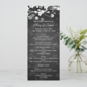 Elegant Wedding Program Cherry Blossom Black Programmakaart (Staand voorkant)