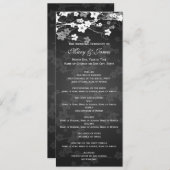 Elegant Wedding Program Cherry Blossom Black Programmakaart (Voorkant / Achterkant)