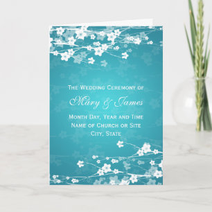 Elegant Wedding Program Cherry Blossom Blue Programma