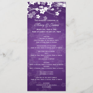 Elegant Wedding Program Cherry Blossom Paars Programmakaart