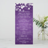 Elegant Wedding Program Cherry Blossom Paars Programmakaart (Staand voorkant)
