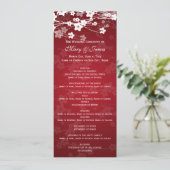 Elegant Wedding Program Cherry Blossom Red Programmakaart (Staand voorkant)