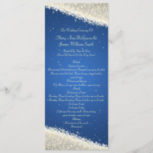 Elegant Wedding Program Dazzling Sparkles Blue Programmakaart