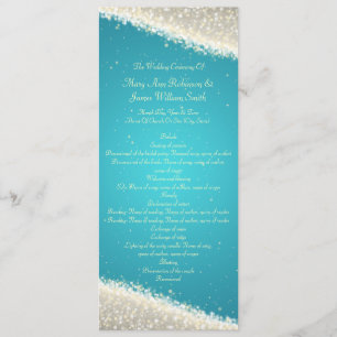 Elegant Wedding Program Dazzling Sparkles Turquois Programmakaart