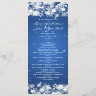 Elegant Wedding Program Dazzling Stars Blue Programmakaart