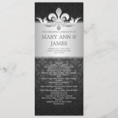 Elegant Wedding Program Fleur De Lis Black Programmakaart (Voorkant)