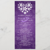 Elegant Wedding Program Flowery Heart Paars Programmakaart (Voorkant)