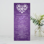 Elegant Wedding Program Flowery Heart Paars Programmakaart (Staand voorkant)