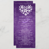 Elegant Wedding Program Flowery Heart Paars Programmakaart (Voorkant / Achterkant)