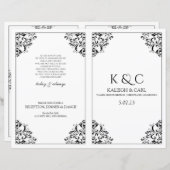 Elegant Wedding Program - Foldover Booklet - Black (Voorkant / Achterkant)