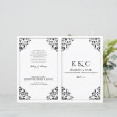 Elegant Wedding Program - Foldover Booklet - Black (Staand voorkant)