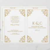 Elegant Wedding Program - Foldover Booklet (Gold) (Voorkant / Achterkant)