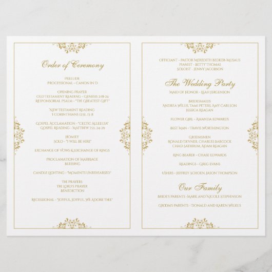 Elegant Wedding Program - Foldover Booklet (Gold) (Achterkant)