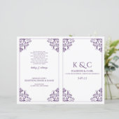 Elegant Wedding Program - Foldover Booklet - Plum (Staand voorkant)