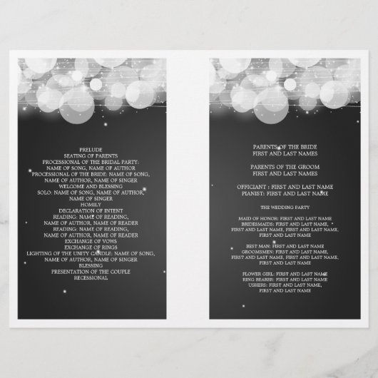 Elegant Wedding Program Glow & Sparkle Black (Achterkant)