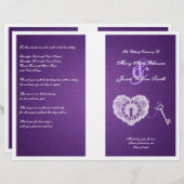 Elegant Wedding Program Key voor mijn hart-Paars (Voorkant / Achterkant)