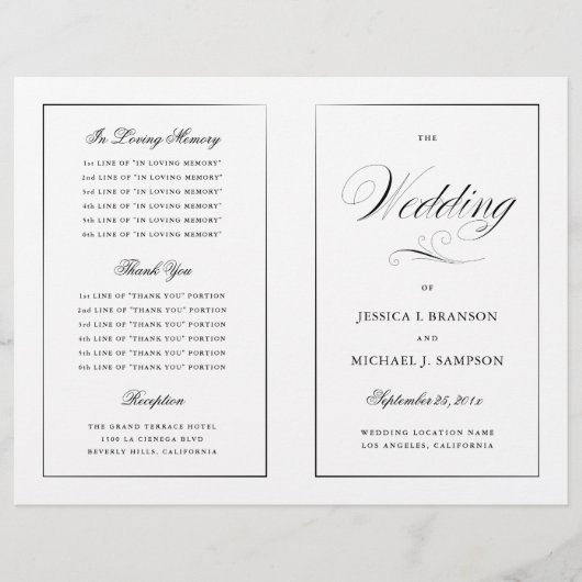 Elegant Wedding Program Large Wedding Party (Voorkant)
