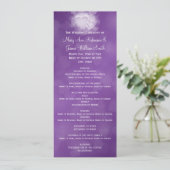 Elegant Wedding Program Modern Hearts Paars Programmakaart (Staand voorkant)