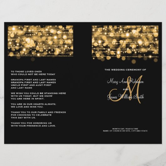 Elegant Wedding Program Party Sparkles Gold (Voorkant)