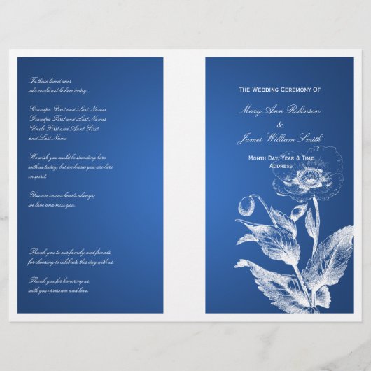 Elegant Wedding Program Poppy Blue (Voorkant)