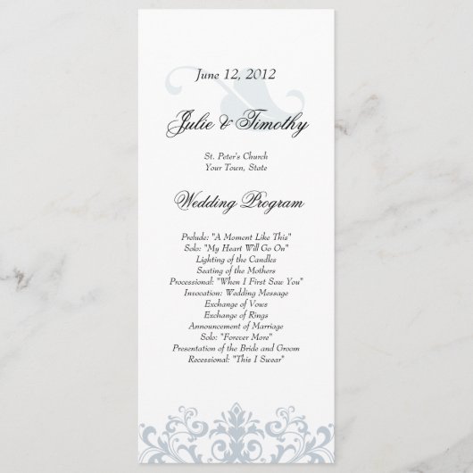 Elegant Wedding Program Programmakaart (Voorkant)