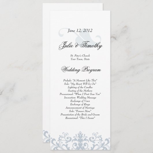 Elegant Wedding Program Programmakaart (Voorkant / Achterkant)
