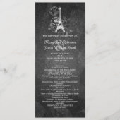 Elegant Wedding Program Romantic Paris Black Programmakaart (Voorkant)