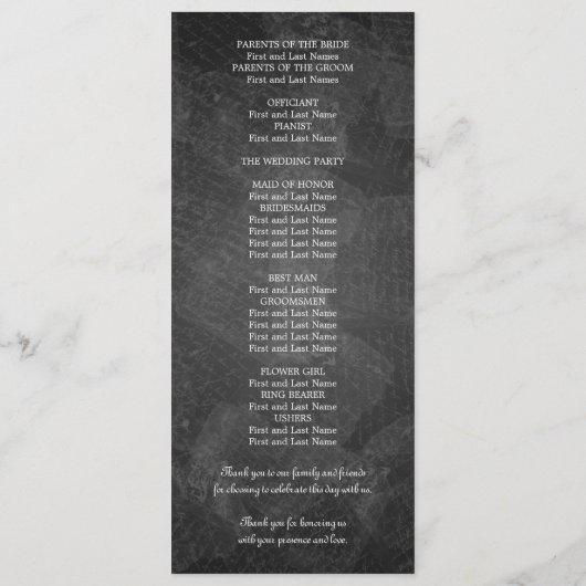 Elegant Wedding Program Romantic Paris Black Programmakaart (Achterkant)