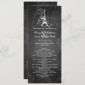 Elegant Wedding Program Romantic Paris Black Programmakaart (Voorkant / Achterkant)
