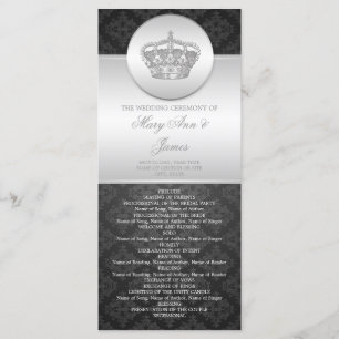 Elegant Wedding Program Royal Crown Black Programmakaart