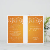 Elegant Wedding Program Shimmering Stars Oranje (Staand voorkant)