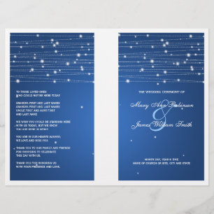 Elegant Wedding Program Sparging Lines Sapphire