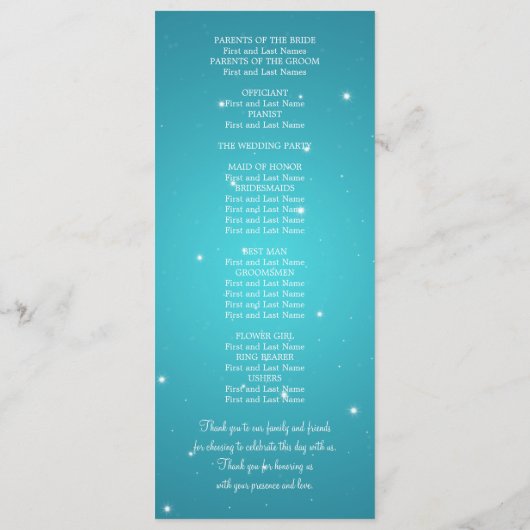 Elegant Wedding Program Sparking Chain Blue Programmakaart (Achterkant)