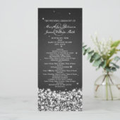 Elegant Wedding Program Star Sparkle Black Programmakaart (Staand voorkant)