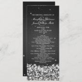 Elegant Wedding Program Star Sparkle Black Programmakaart (Voorkant / Achterkant)