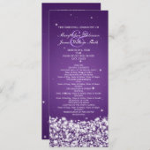 Elegant Wedding Program Star Sparkle Paars Programmakaart (Voorkant / Achterkant)