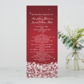 Elegant Wedding Program Star Sparkle Red Programmakaart (Staand voorkant)